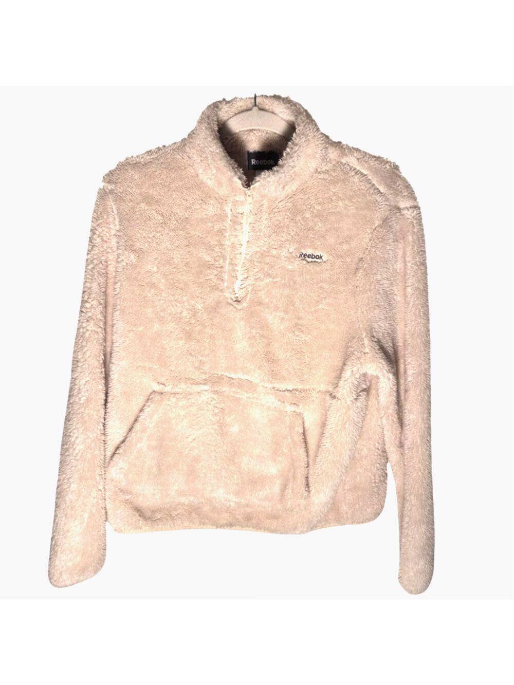 Cozy Reebok Women's Cream Sherpa 1/4 Zip Pullover Top